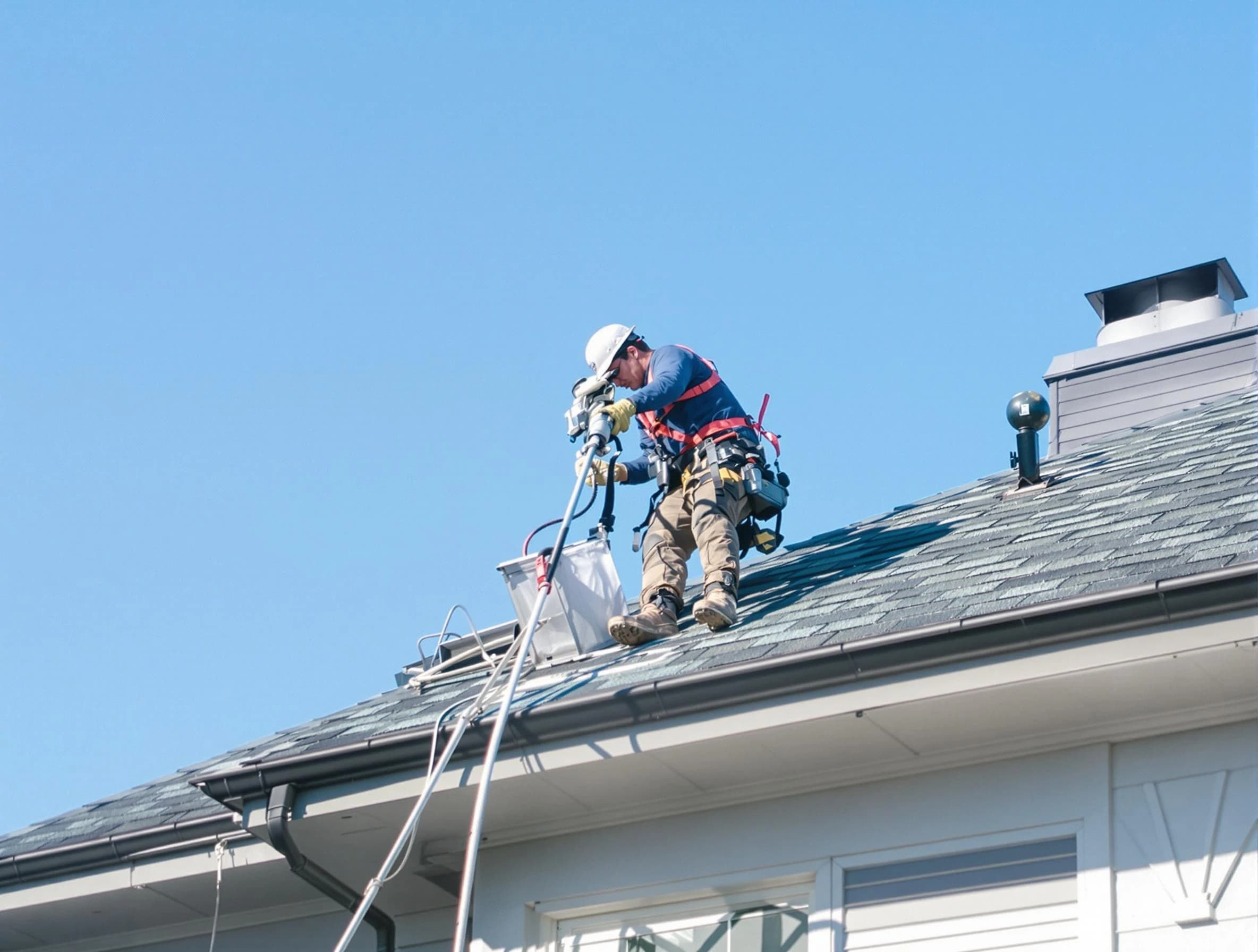 Collier Dryer Vent Cleaning certified technician cleaning a roof-mounted dryer vent system in Collier
