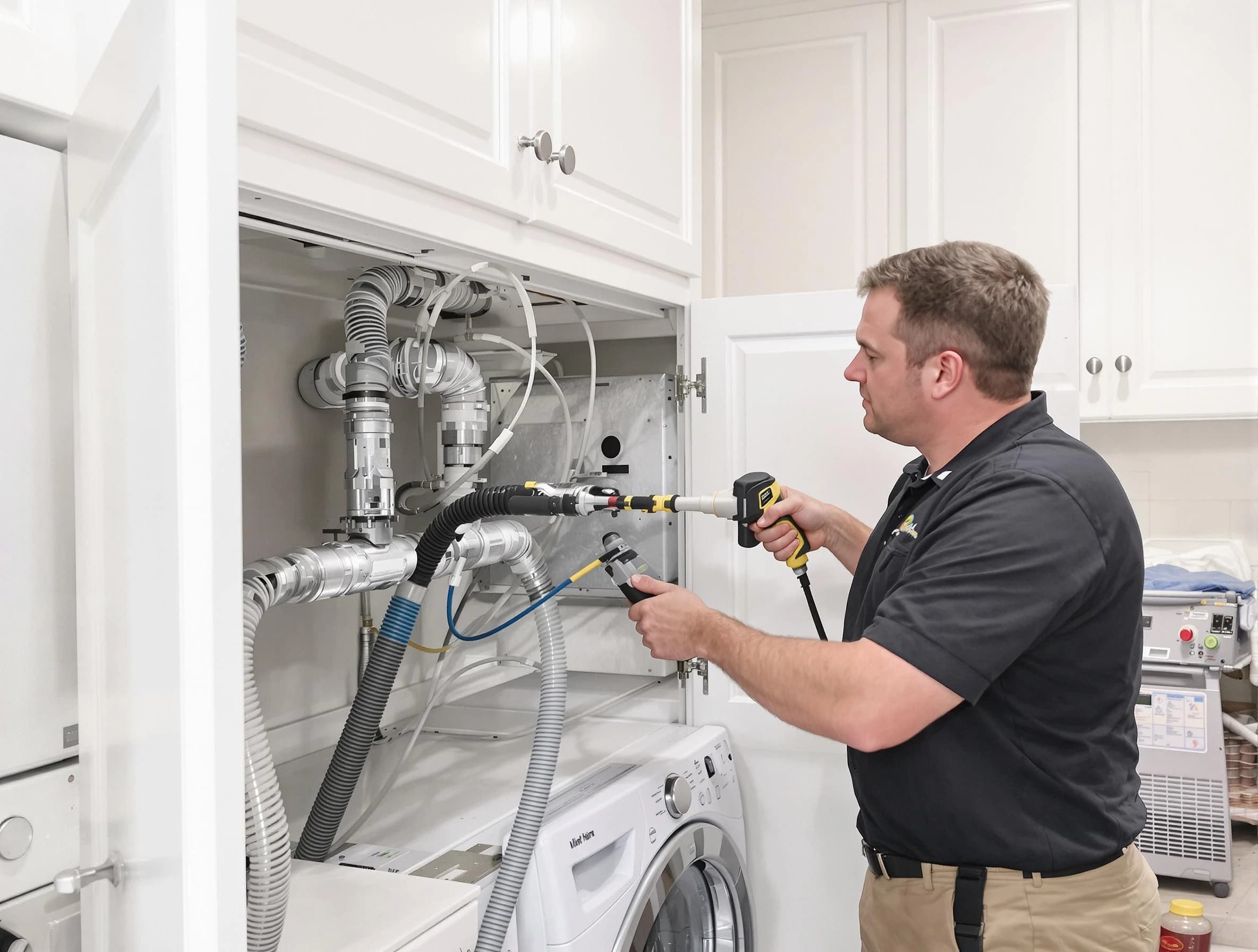 Collier Dryer Vent Cleaning professional removing severe blockage from a clogged dryer vent in Collier