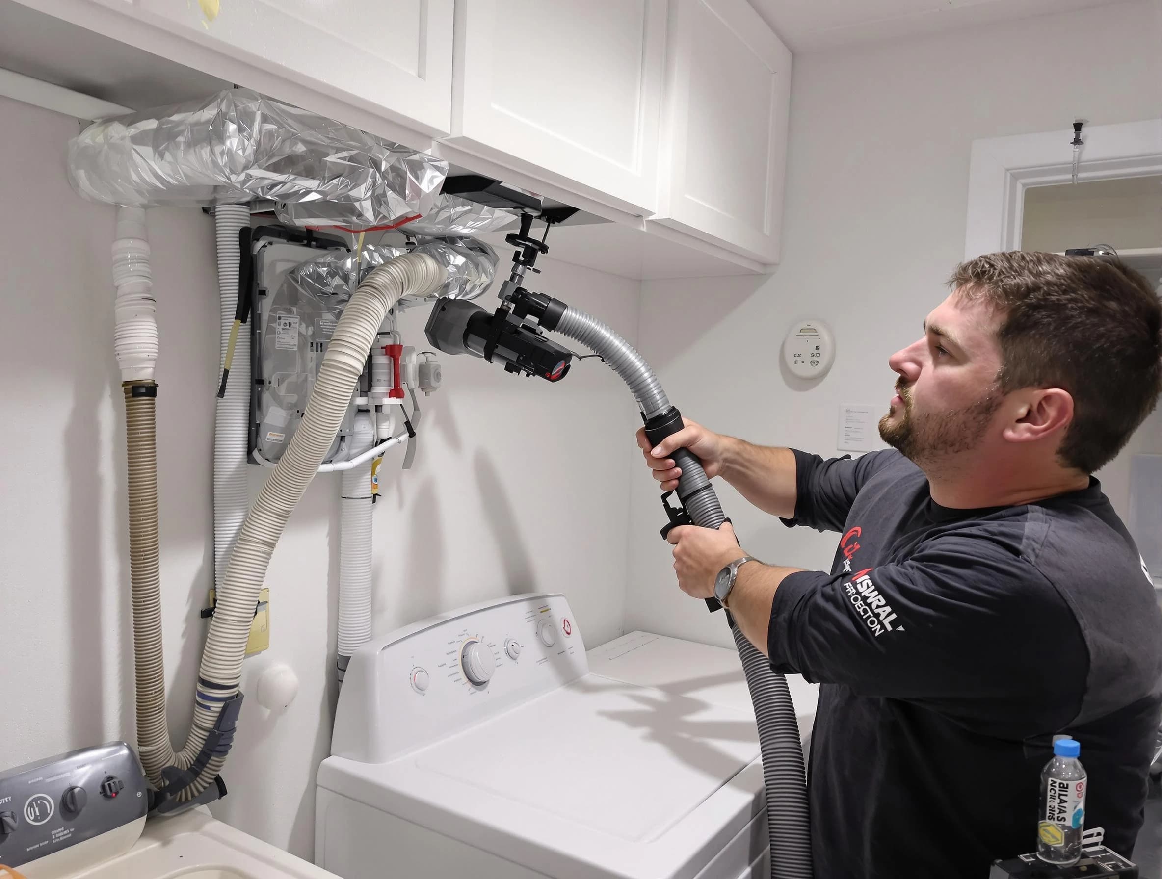 Collier Dryer Vent Cleaning certified technician performing safety-focused gas dryer vent cleaning in Collier